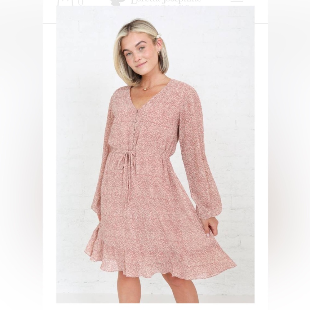 Mikarose Dusty Rose Printed Midi Dress